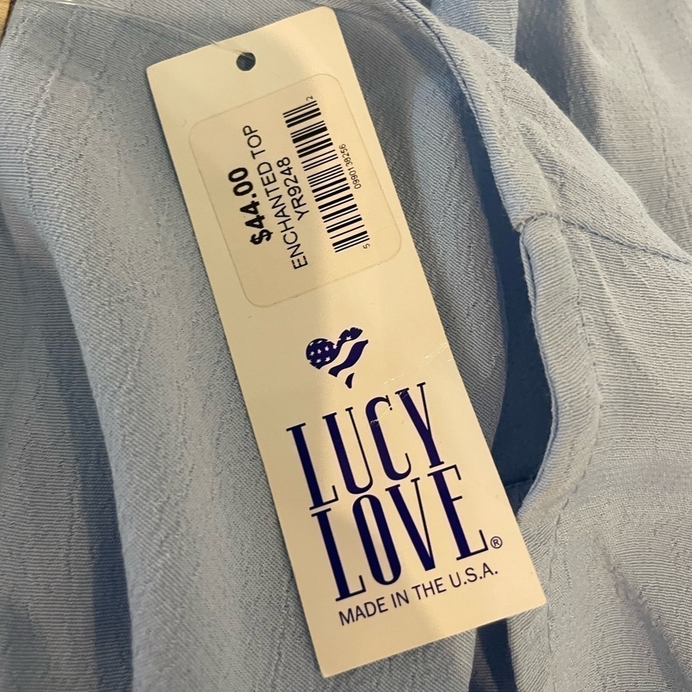 Lucy Love Enchanted Ice Blue Bell Sleeve Crop Top - Picture 3 of 7